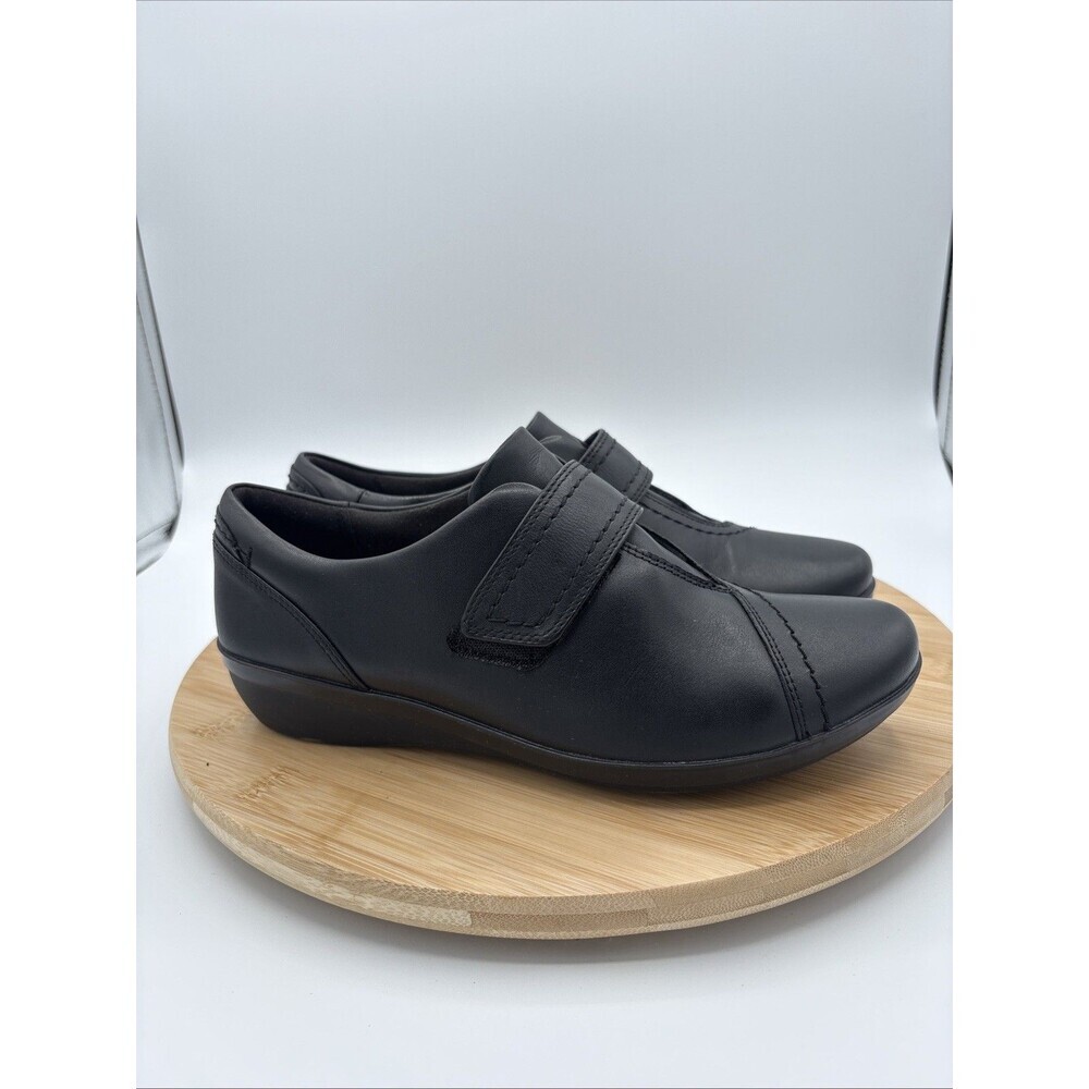 Clark’s Women’s Everlay Dixey Slip On Black Leather Shoes Loafer Size 7.5